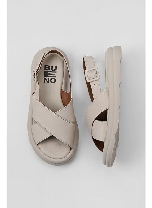 Bueno Shoes Krem Deri Kadın Sandalet 01wy9403 - Görsel 2