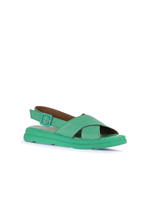 Bueno Shoes Yeşil Koyu Deri Kadın Sandalet 01wy9403 - Görsel 4
