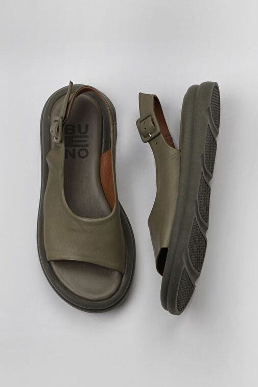 Bueno Shoes Haki Deri Kadın Sandalet 01wy9404 - Görsel 2