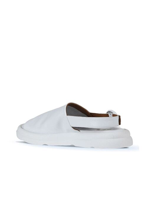 Bueno Shoes Beyaz Deri Kadın Dolgu Topuklu Sandalet 01wy9410 - Görsel 6