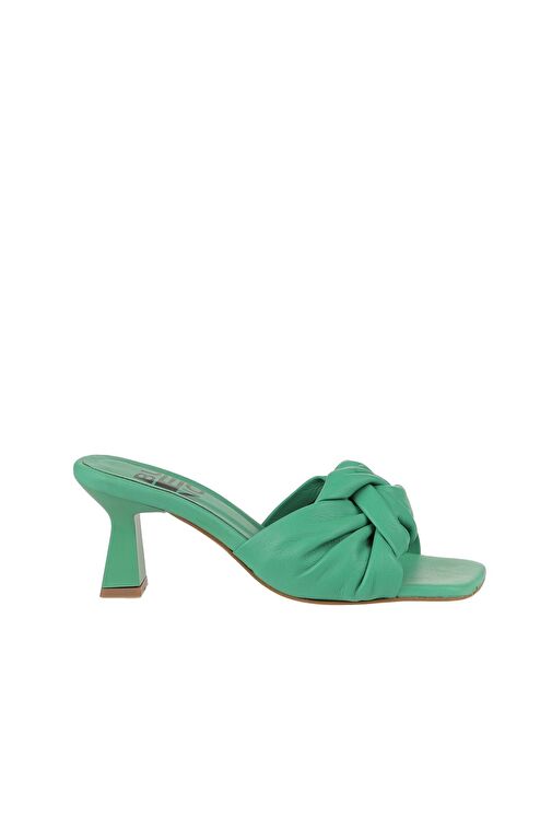 Bueno Shoes Yeşil Koyu Deri Kadın Topuklu Terlik 01wy6803 - Görsel 3