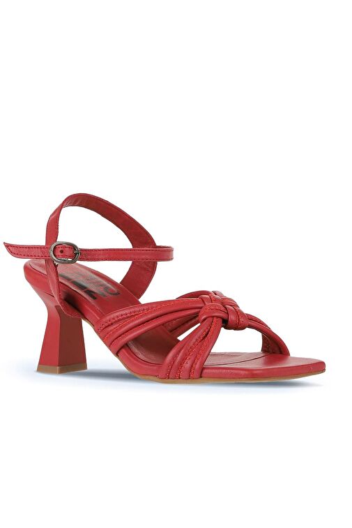 Bueno Shoes Kırmızı Deri Kadın Topuklu Sandalet 01wy6805 - Görsel 4
