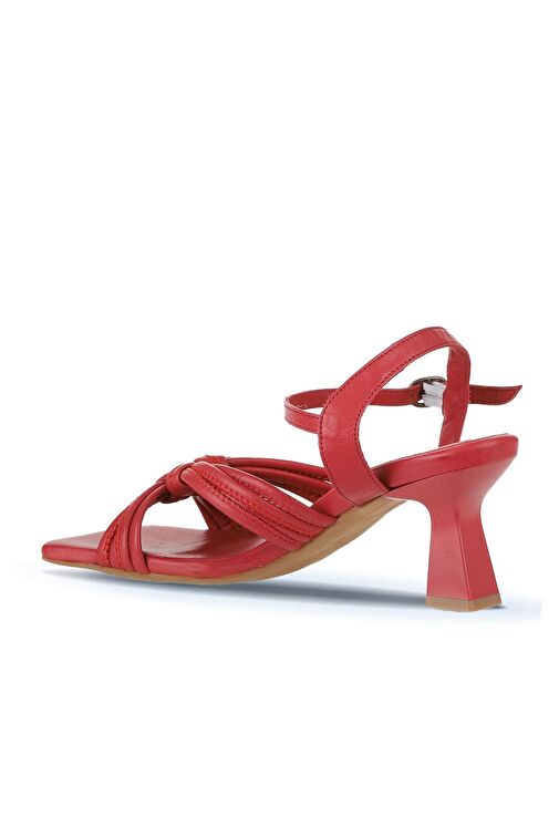 Bueno Shoes Kırmızı Deri Kadın Topuklu Sandalet 01wy6805 - Görsel 6