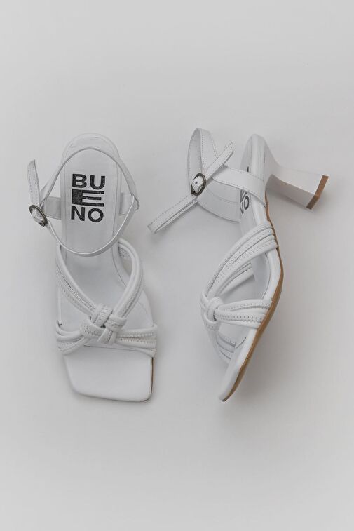 Bueno Shoes Beyaz Deri Kadın Topuklu Sandalet 01wy6805 - Görsel 2