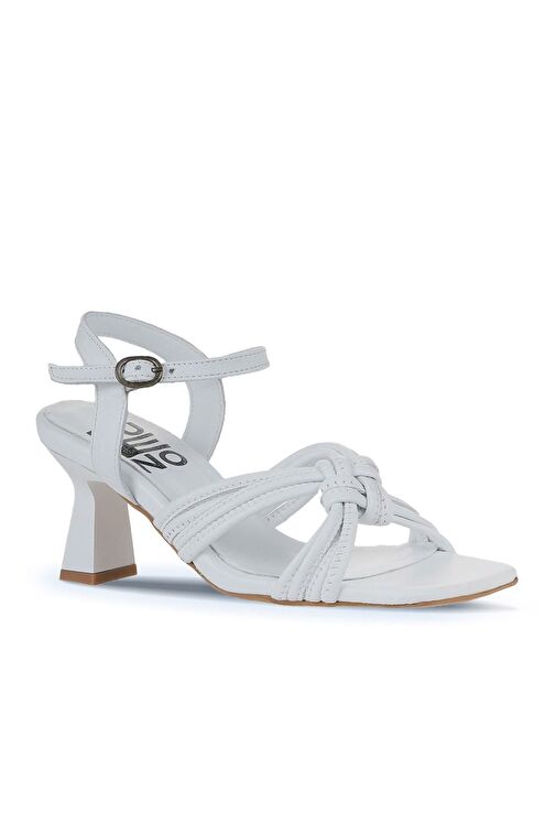 Bueno Shoes Beyaz Deri Kadın Topuklu Sandalet 01wy6805 - Görsel 4