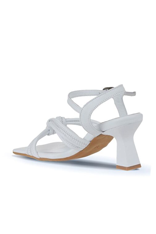 Bueno Shoes Beyaz Deri Kadın Topuklu Sandalet 01wy6805 - Görsel 6