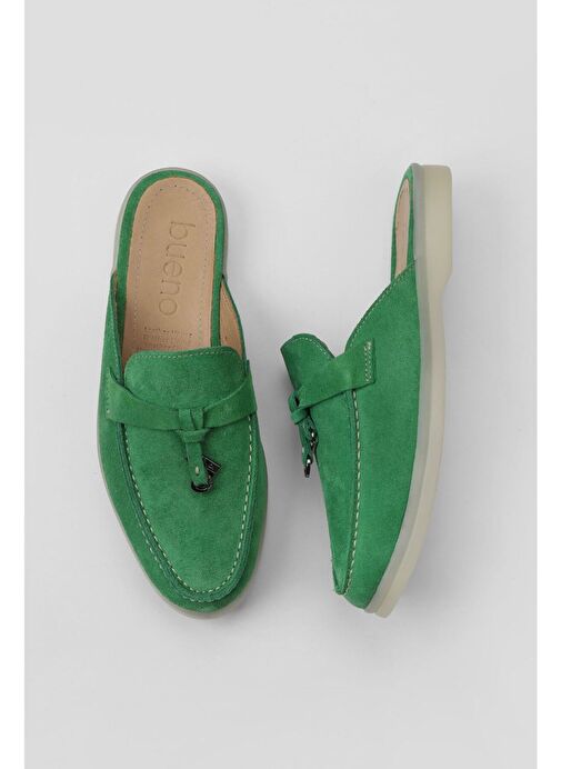 Bueno Shoes Yeşil Süet Kadın Düz Terlik 05wt103 - Görsel 2