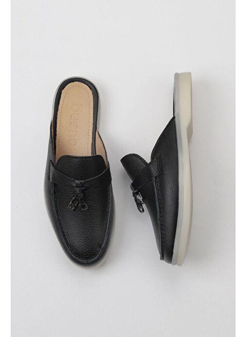 Bueno Shoes Siyah Flotter Deri Kadın Düz Terlik 05wt103 - Görsel 2