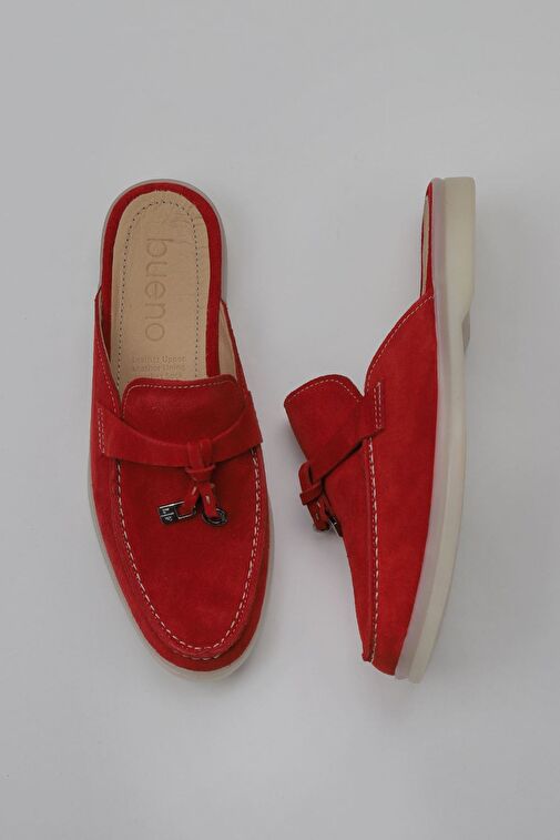 Bueno Shoes Kırmızı Süet Kadın Düz Terlik 05wt103 - Görsel 2
