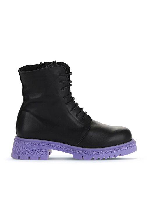 Bueno Shoes Siyah Lila Deri Kadın Topuklu Bot 01wz1405 - Görsel 2