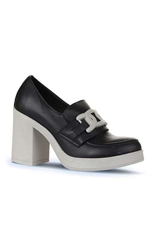 Bueno Shoes Siyah Gri Deri Kadın Topuklu Ayakkabı 01wz3201 - Görsel 3