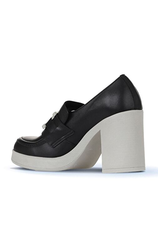 Bueno Shoes Siyah Gri Deri Kadın Topuklu Ayakkabı 01wz3201 - Görsel 5