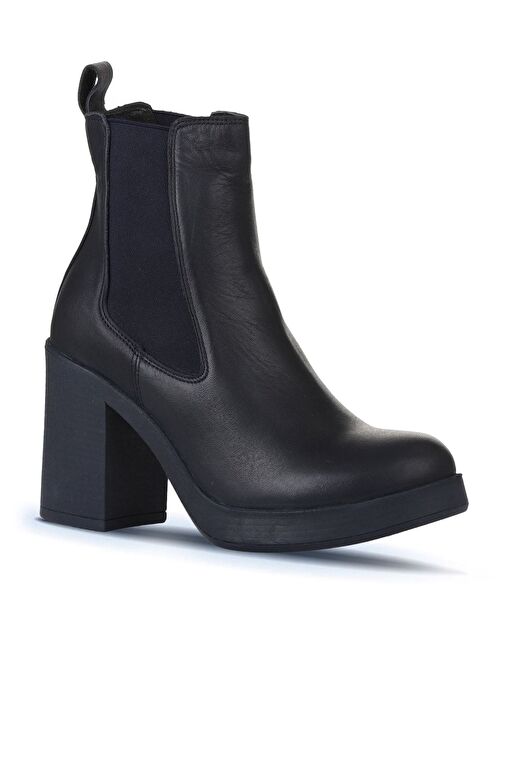 Bueno Shoes Lacivert Deri Kadın Topuklu Bot 01wz3202 - Görsel 3