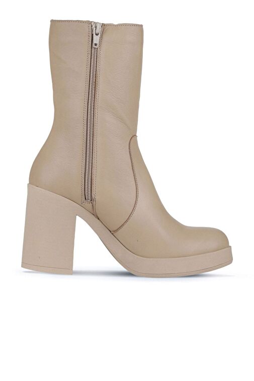 Bueno Shoes Vizon Deri Kadın Topuklu Bot 01wz3203 - Görsel 2