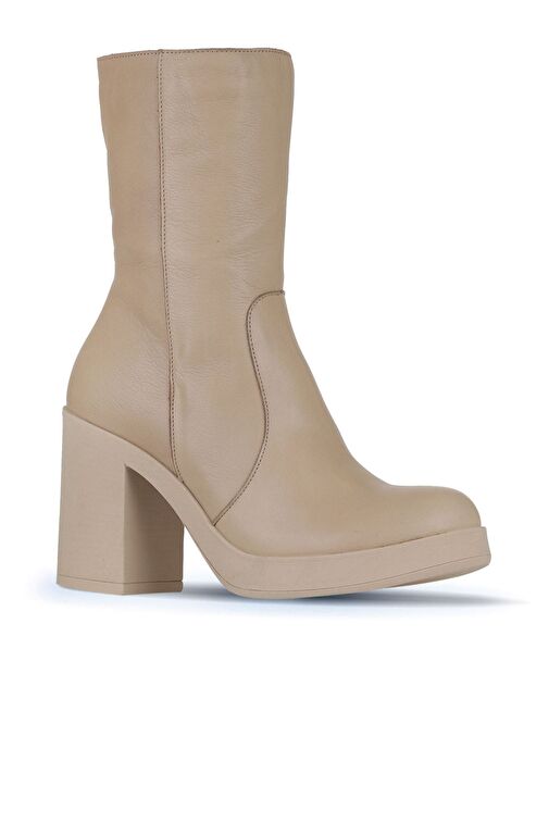 Bueno Shoes Vizon Deri Kadın Topuklu Bot 01wz3203 - Görsel 3