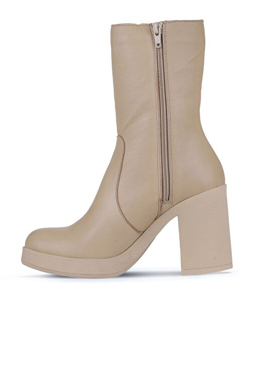 Bueno Shoes Vizon Deri Kadın Topuklu Bot 01wz3203 - Görsel 4