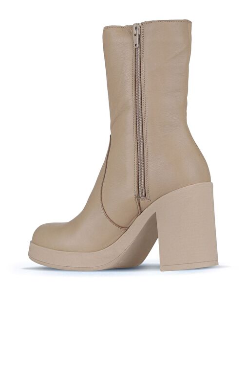 Bueno Shoes Vizon Deri Kadın Topuklu Bot 01wz3203 - Görsel 5