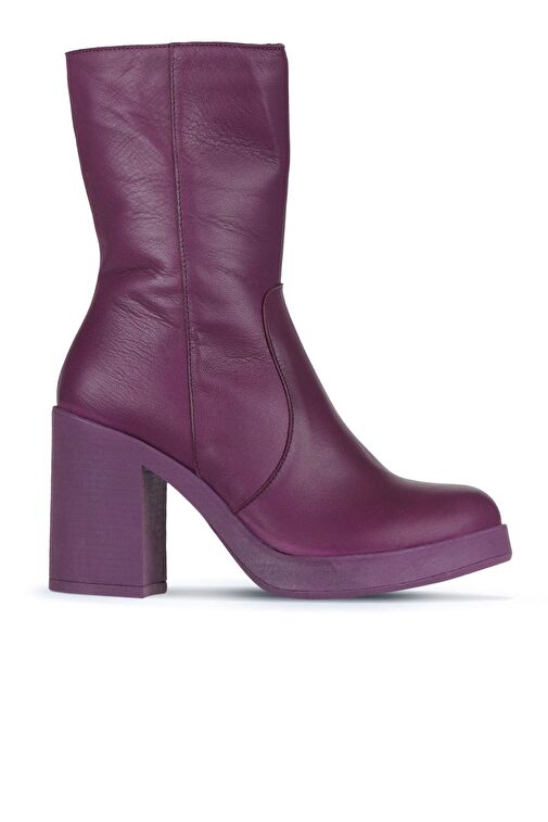 Bueno Shoes Mor Deri Kadın Topuklu Bot 01wz3203 - Görsel 2