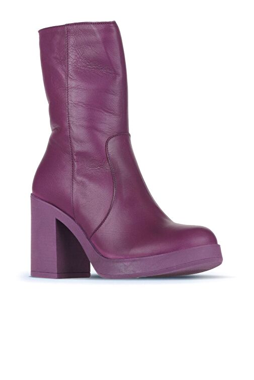 Bueno Shoes Mor Deri Kadın Topuklu Bot 01wz3203 - Görsel 3
