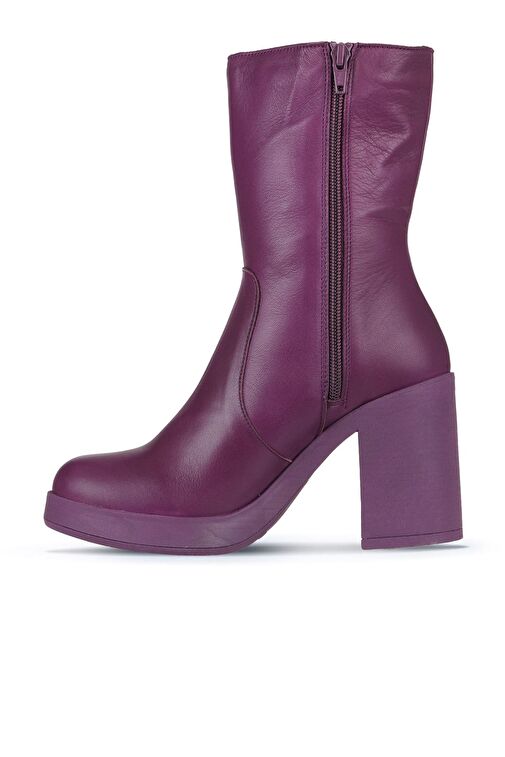 Bueno Shoes Mor Deri Kadın Topuklu Bot 01wz3203 - Görsel 4