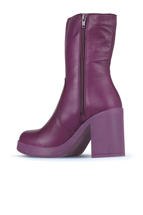 Bueno Shoes Mor Deri Kadın Topuklu Bot 01wz3203 - Görsel 5
