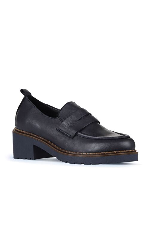 Bueno Shoes Lacivert Deri Kadın Topuklu Ayakkabı 01wz4404 - Görsel 3