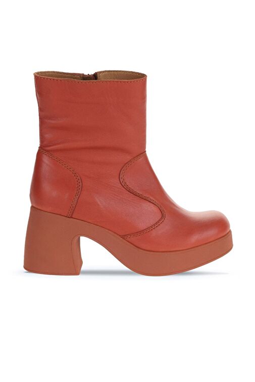 Bueno Shoes Kiremit Deri Kadın Topuklu Bot 01wz7000 - Görsel 2