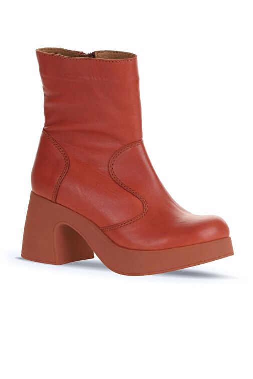 Bueno Shoes Kiremit Deri Kadın Topuklu Bot 01wz7000 - Görsel 3