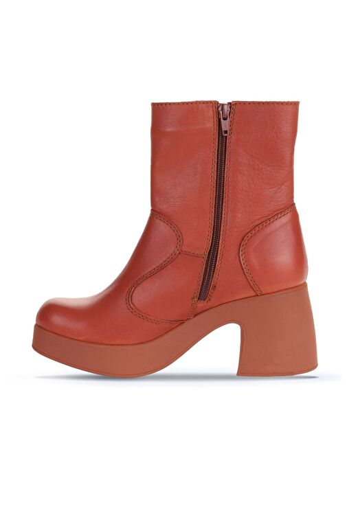 Bueno Shoes Kiremit Deri Kadın Topuklu Bot 01wz7000 - Görsel 4