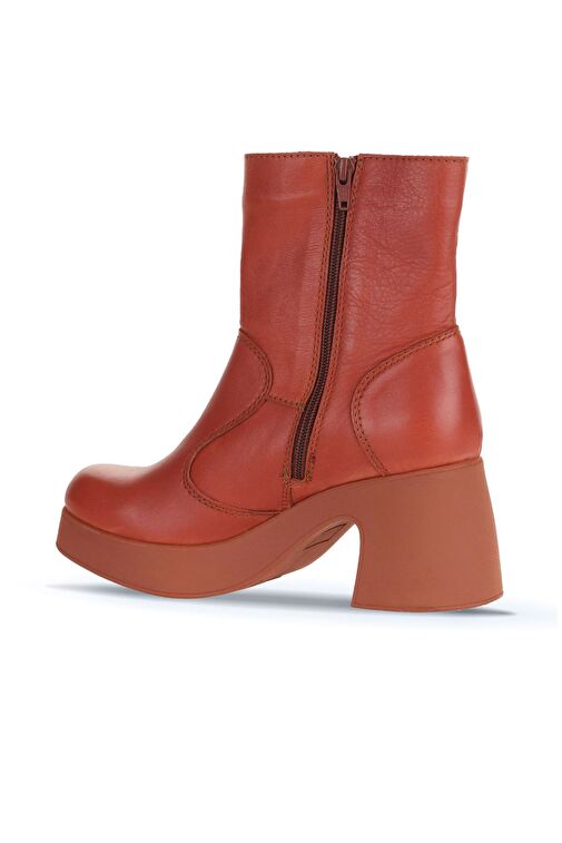 Bueno Shoes Kiremit Deri Kadın Topuklu Bot 01wz7000 - Görsel 5