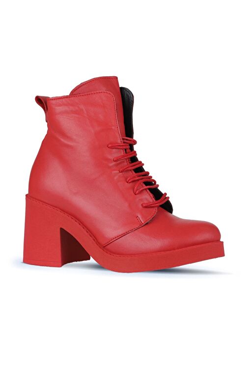 Bueno Shoes Kırmızı Deri Kadın Topuklu Bot 01wz7107 - Görsel 3