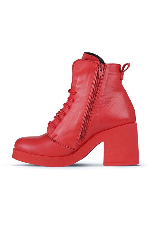 Bueno Shoes Kırmızı Deri Kadın Topuklu Bot 01wz7107 - Görsel 4