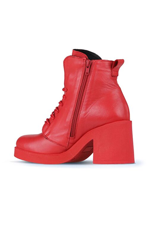 Bueno Shoes Kırmızı Deri Kadın Topuklu Bot 01wz7107 - Görsel 5