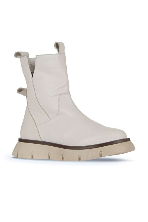 Bueno Shoes Bej Deri Kadın Dolgu Topuklu Bot 01wz1504 - Görsel 3