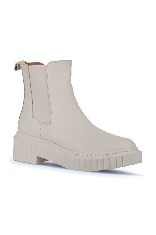 Bueno Shoes Bej Deri Kadın Topuklu Bot 01wz6306 - Görsel 3