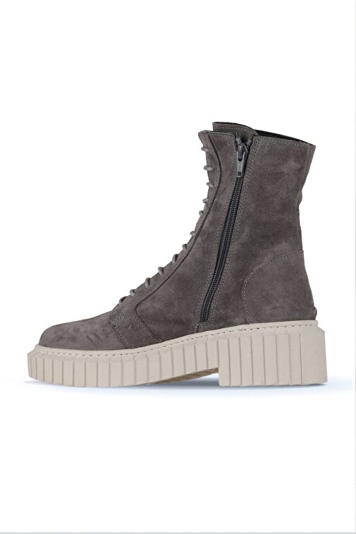 Bueno Shoes Gri Koyu Süet Kadın Düz Bot 01wz6307 - Görsel 5