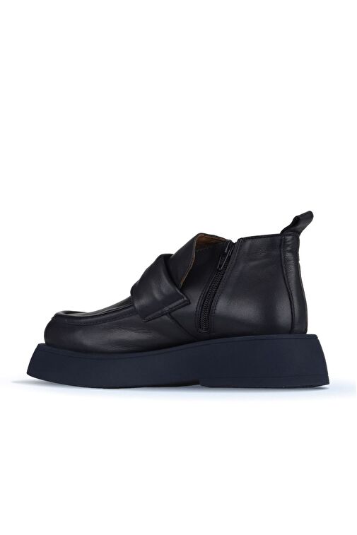 Bueno Shoes Lacivert Deri Kadın Düz Bot 01wz6402 - Görsel 5