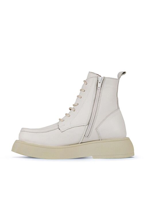 Bueno Shoes Bej Deri Kadın Dolgu Topuklu Bot 01wz6405 - Görsel 4