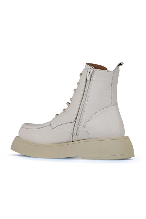 Bueno Shoes Bej Deri Kadın Dolgu Topuklu Bot 01wz6405 - Görsel 5