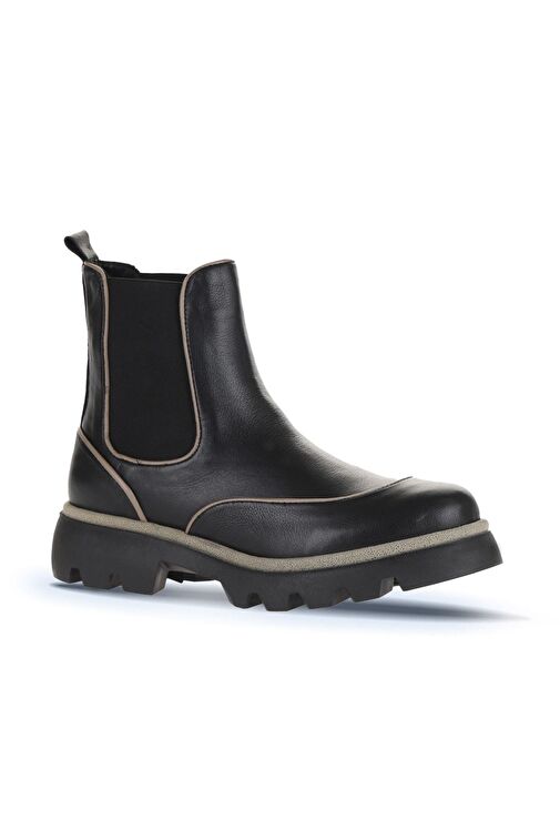 Bueno Shoes Siyah Gri Deri Kadın Düz Bot 01wz6505 - Görsel 3