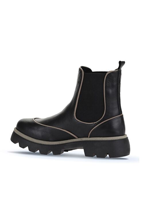 Bueno Shoes Siyah Gri Deri Kadın Düz Bot 01wz6505 - Görsel 5