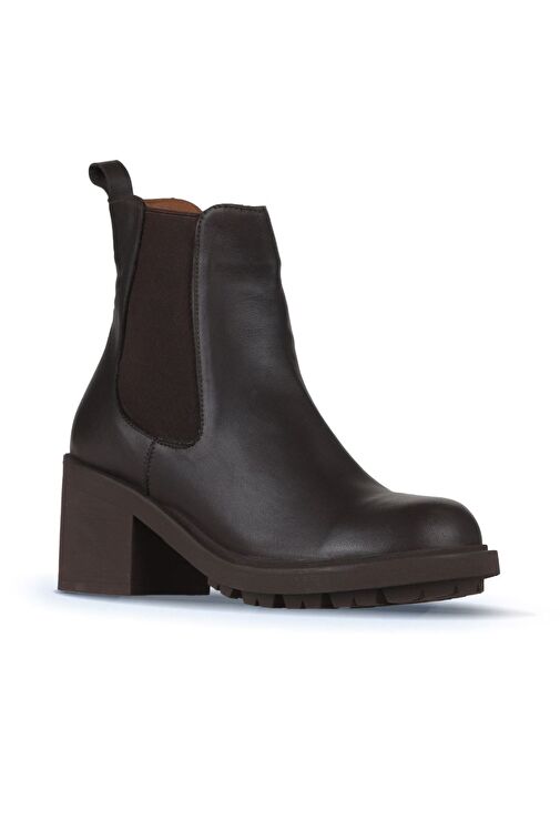 Bueno Shoes Kahverengi Deri Kadın Topuklu Bot 01wz7902 - Görsel 4