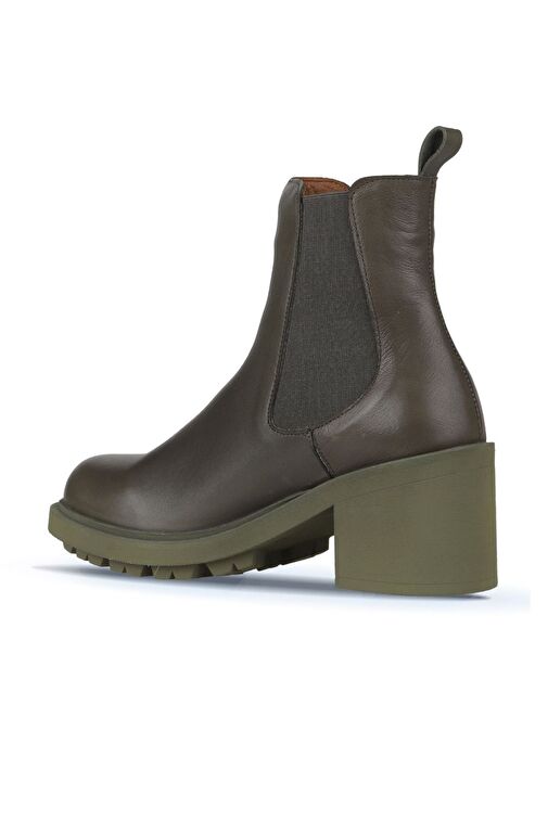 Bueno Shoes Haki Deri Kadın Topuklu Bot 01wz7902 - Görsel 5