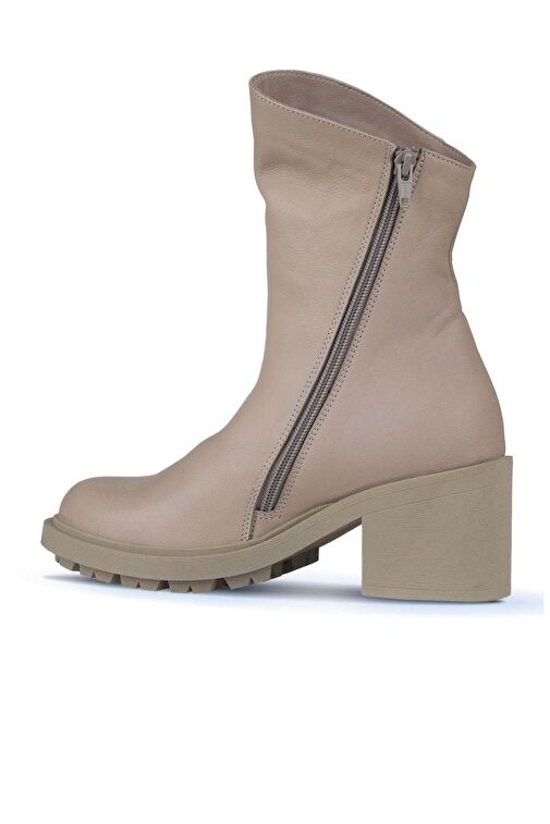 Bueno Shoes Vizon Açık Deri Kadın Topuklu Bot 01wz7905 - Görsel 5