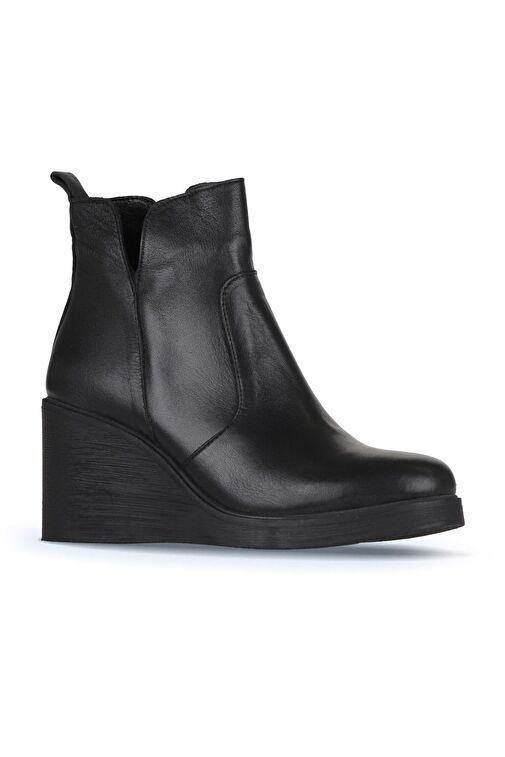 Bueno Shoes Siyah Deri Kadın Dolgu Topuklu Bot 01wz8301 - Görsel 3