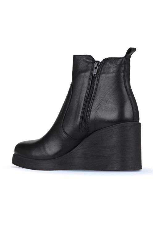 Bueno Shoes Siyah Deri Kadın Dolgu Topuklu Bot 01wz8301 - Görsel 5