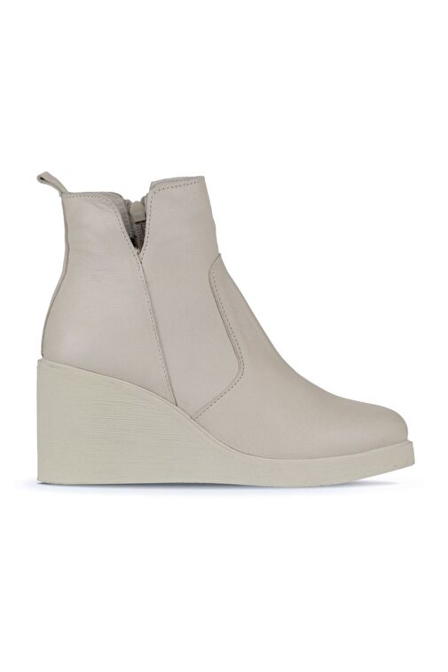 Bueno Shoes Bej Deri Kadın Dolgu Topuklu Bot 01wz8301 - Görsel 2