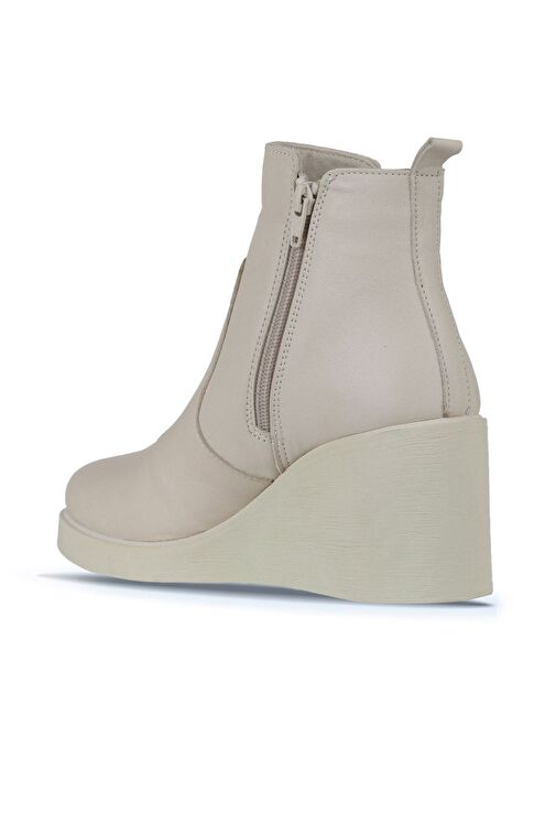 Bueno Shoes Bej Deri Kadın Dolgu Topuklu Bot 01wz8301 - Görsel 5