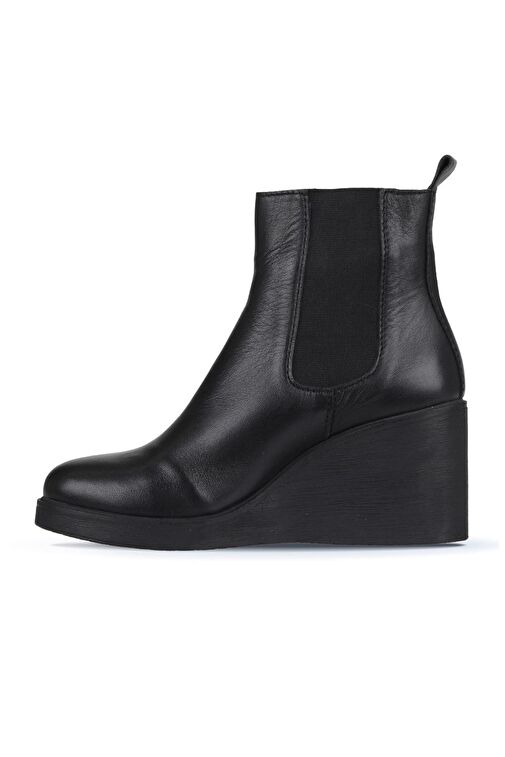 Bueno Shoes Siyah Deri Kadın Dolgu Topuklu Bot 01wz8302 - Görsel 4