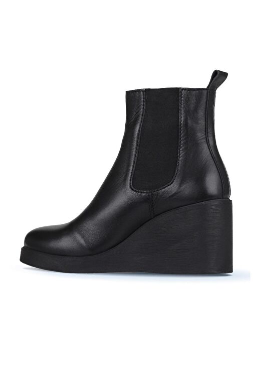 Bueno Shoes Siyah Deri Kadın Dolgu Topuklu Bot 01wz8302 - Görsel 5